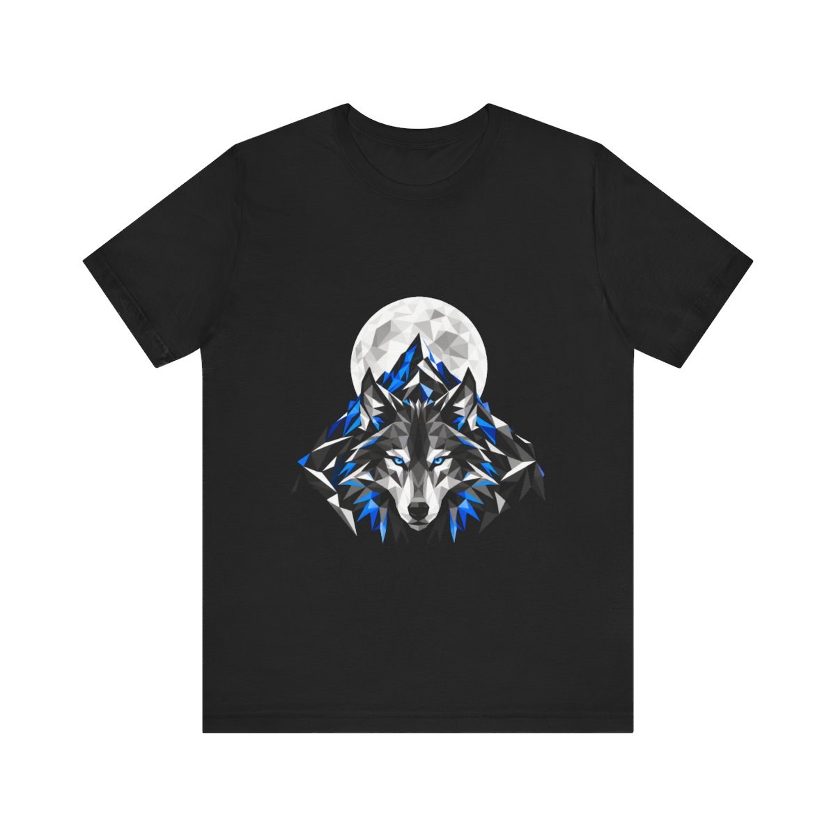Geometric Wolf Graphic Tee Moon Howling Art Design T-Shirt Dark Shirt
