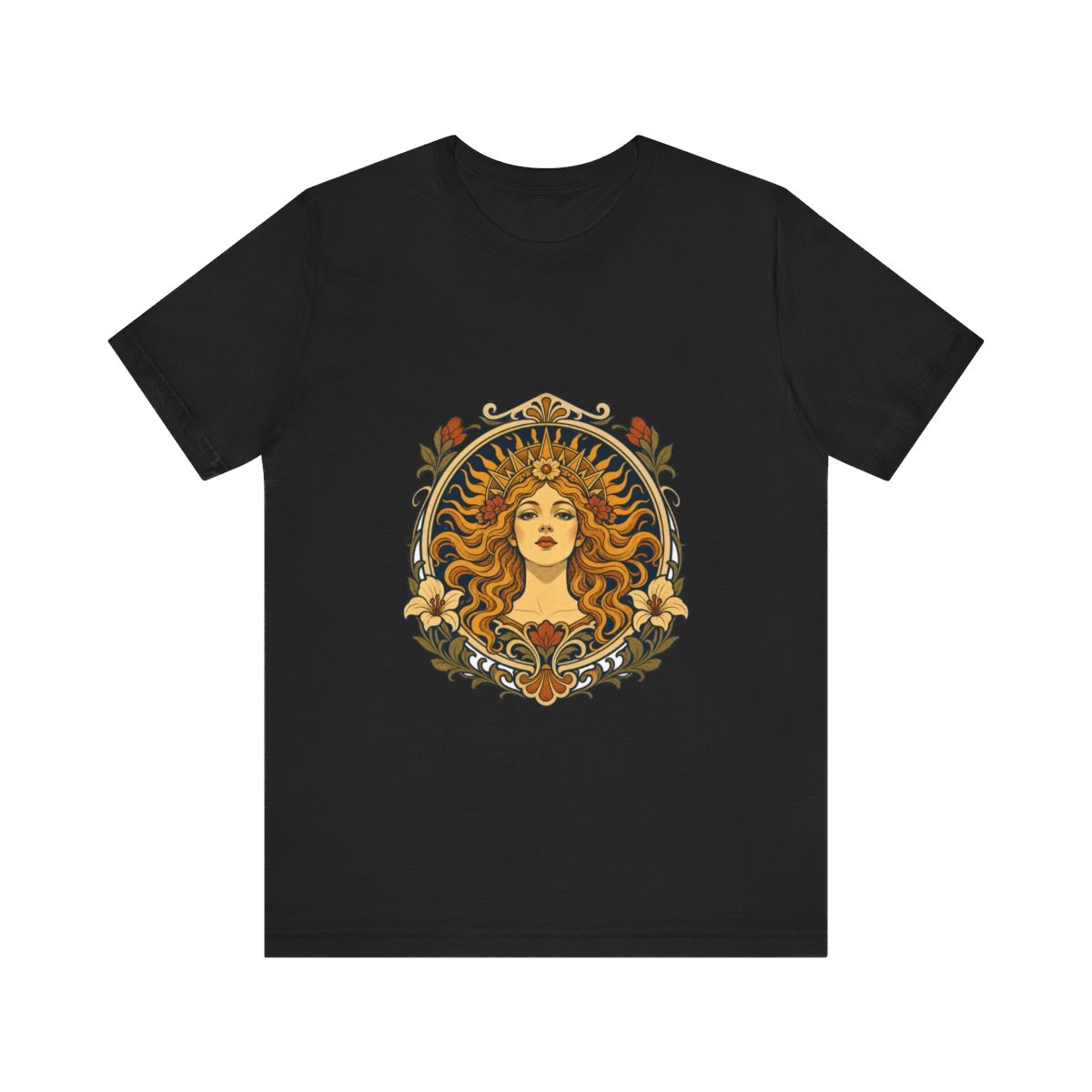 Art Nouveau Sun Goddess T-Shirt Mucha Inspired Botanical Celestial Boho Graphic Tee