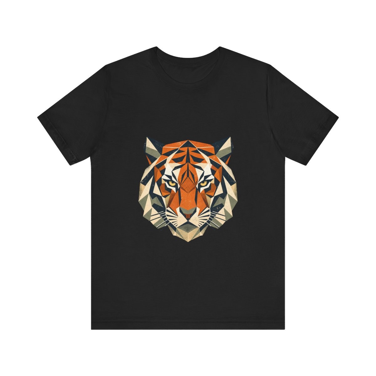 Geometric Tiger Graphic Tee Streetwear Tiger Head Art T-Shirt