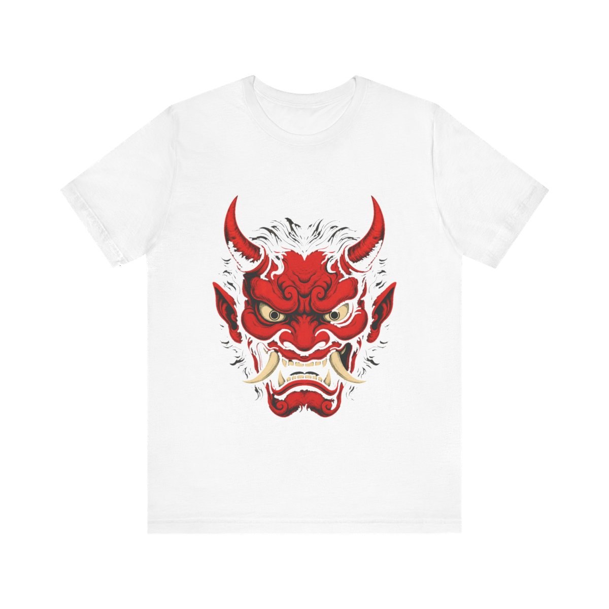 Japanese Oni Mask T-Shirt Samurai Demon Streetwear Graphic Tee Gift
