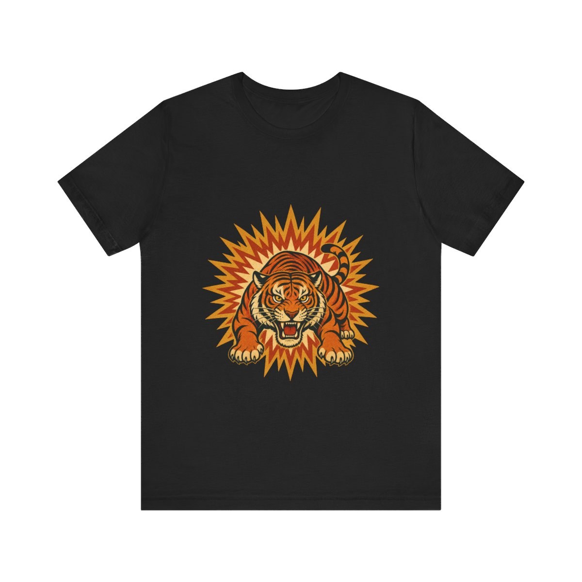 Retro Tiger Starburst Graphic T-Shirt Vintage 1950s Matchbook Crouching Tiger Art Tee
