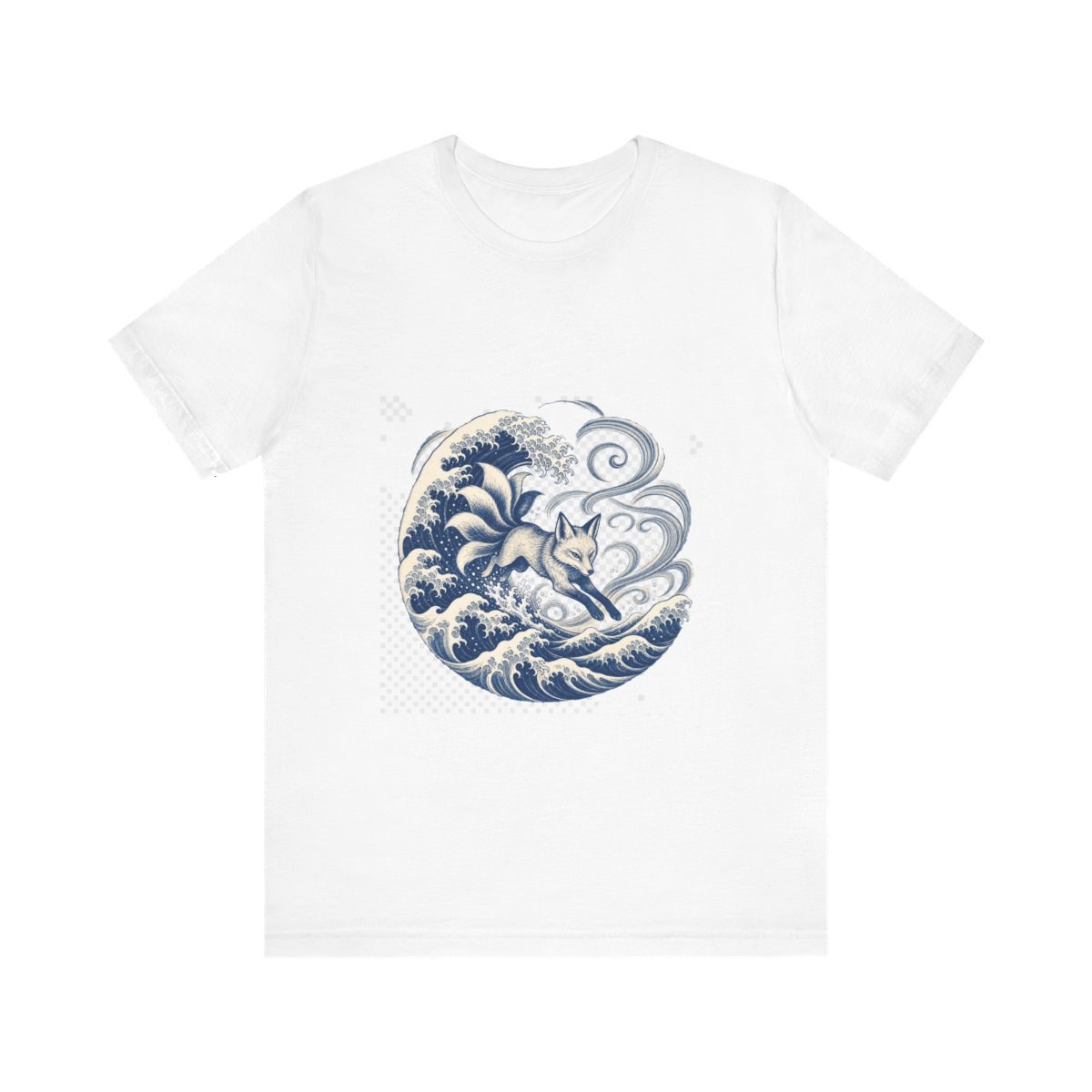 Japanese Kitsune Fox T-Shirt Ukiyo-E Woodblock Art Hokusai Wave Graphic Tee