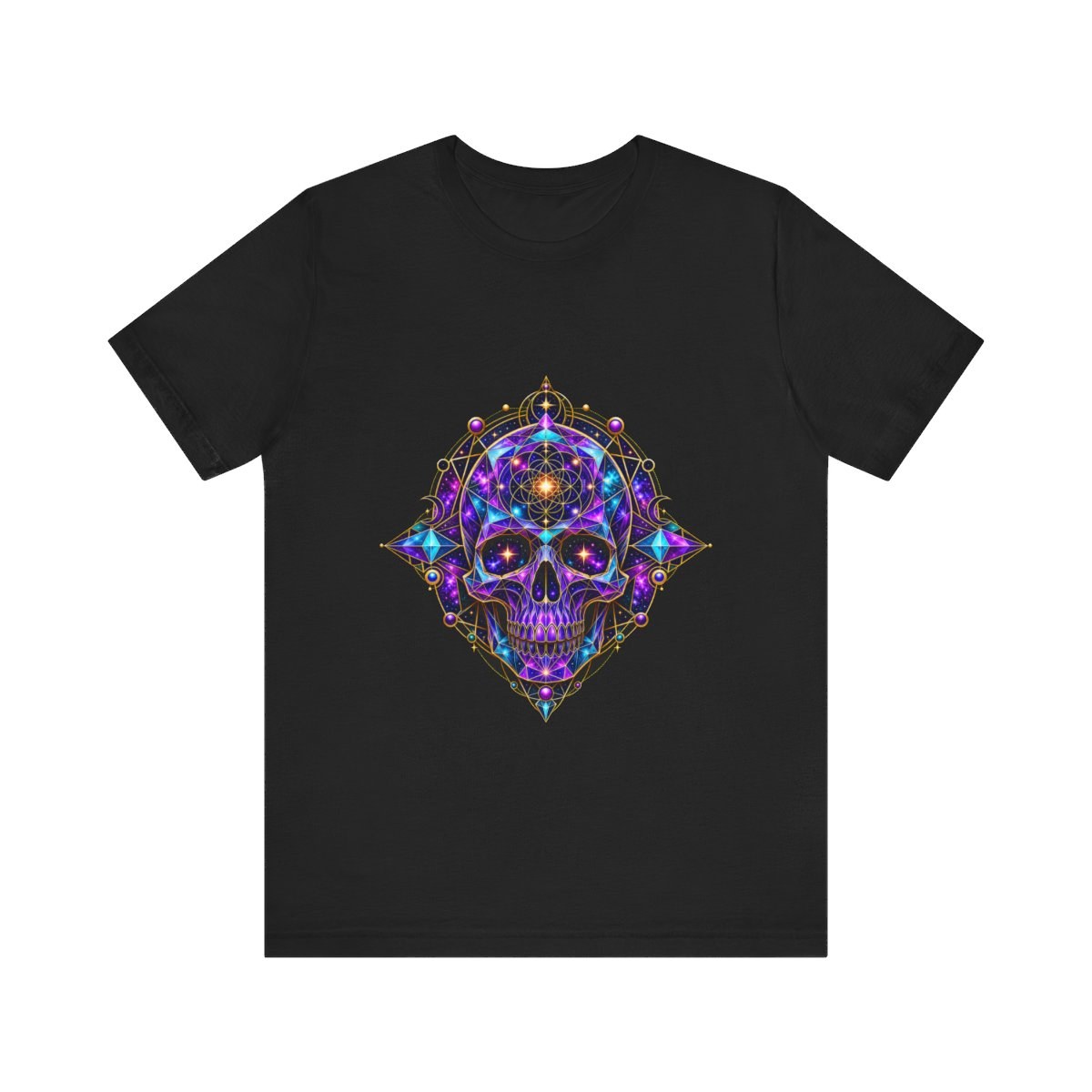 Cosmic Skull Shirt Geometric Skull Graphic Tee Dark Art T-Shirt